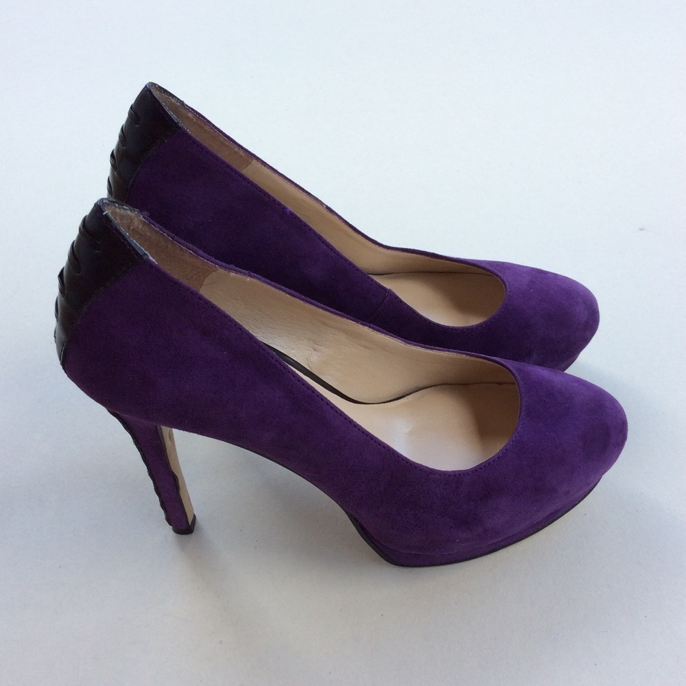 Nine West Suede Leather Violet Platform Heels 6.5M